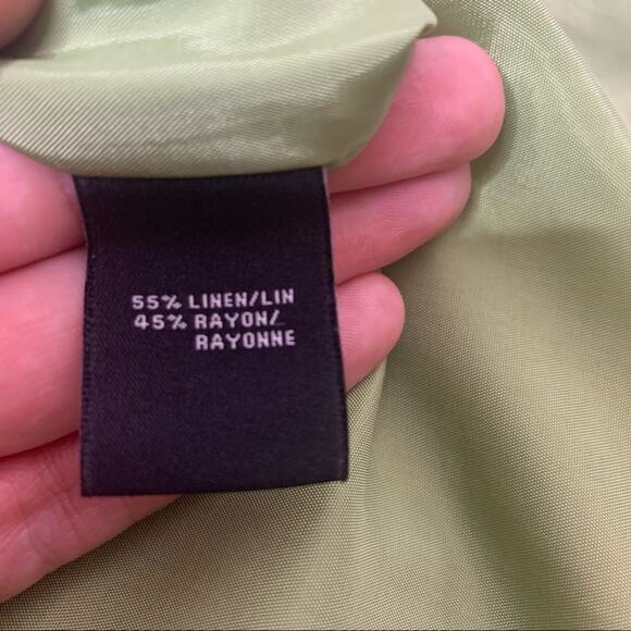 Lafayette 148 linen blend green cross over dress sz 6 - Picture 3 of 6